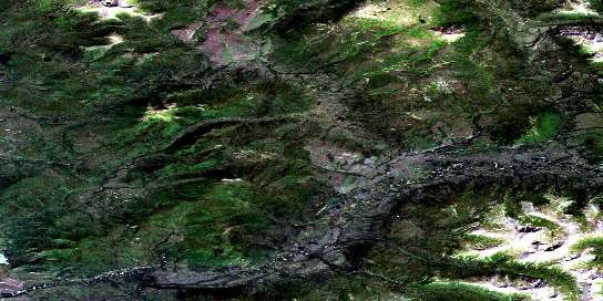 Solitary Mountain Satellite Map 105E16 at 1:50,000 scale - National Topographic System of Canada (NTS) - Orthophoto