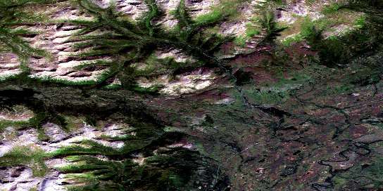 Chechera Mountain Satellite Map 105J05 at 1:50,000 scale - National Topographic System of Canada (NTS) - Orthophoto
