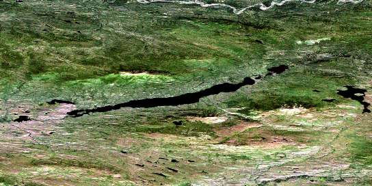 Stokes Lake Satellite Map 105K13 at 1:50,000 scale - National Topographic System of Canada (NTS) - Orthophoto
