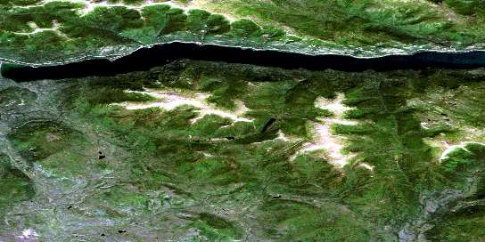 Snowcap Mountain Satellite Map 105L02 at 1:50,000 scale - National Topographic System of Canada (NTS) - Orthophoto