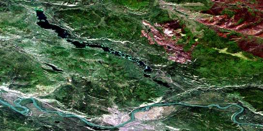 Frenchman Lake Satellite Map 105L04 at 1:50,000 scale - National Topographic System of Canada (NTS) - Orthophoto