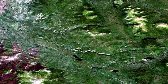Afe Peak Satellite Map 105L06 at 1:50,000 scale - National Topographic System of Canada (NTS) - Orthophoto
