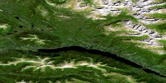 Drury Lake Satellite Map 105L07 at 1:50,000 scale - National Topographic System of Canada (NTS) - Orthophoto