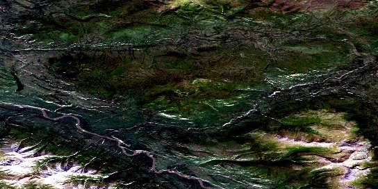 Menzie Creek Satellite Map 105L09 at 1:50,000 scale - National Topographic System of Canada (NTS) - Orthophoto
