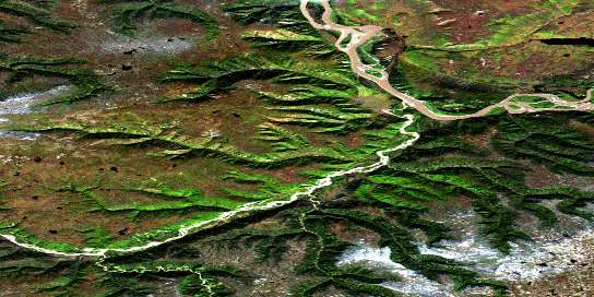 Trail River Satellite Map 106L10 at 1:50,000 scale - National Topographic System of Canada (NTS) - Orthophoto
