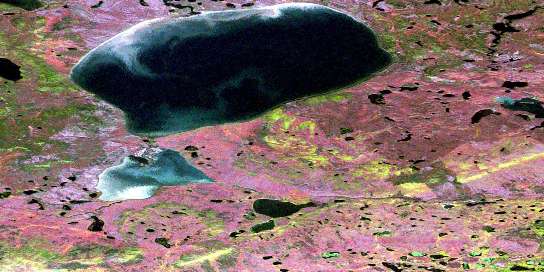 Air photo: Travaillant Lake Satellite Image map 106O12 at 1:50,000 Scale