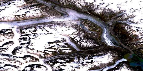 Grand Pacific Glacier Satellite Map 114P03 at 1:50,000 scale - National Topographic System of Canada (NTS) - Orthophoto
