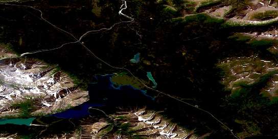 Kathleen Lakes Satellite Map 115A11 at 1:50,000 scale - National Topographic System of Canada (NTS) - Orthophoto
