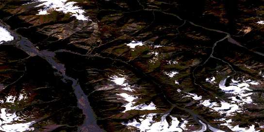 Bighorn Creek Satellite Map 115G03 at 1:50,000 scale - National Topographic System of Canada (NTS) - Orthophoto