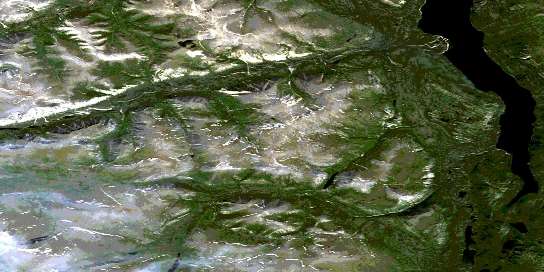 Sekulmun Lake Satellite Map 115H05 at 1:50,000 scale - National Topographic System of Canada (NTS) - Orthophoto