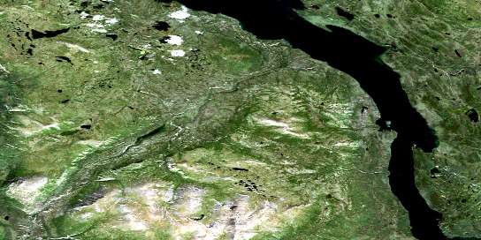 Aishihik Lake Satellite Map 115H06 at 1:50,000 scale - National Topographic System of Canada (NTS) - Orthophoto