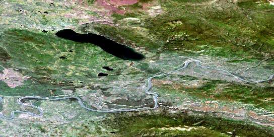 Diamain Lake Satellite Map 115I16 at 1:50,000 scale - National Topographic System of Canada (NTS) - Orthophoto