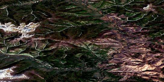 Enchantment Creek Satellite Map 115N16 at 1:50,000 scale - National Topographic System of Canada (NTS) - Orthophoto
