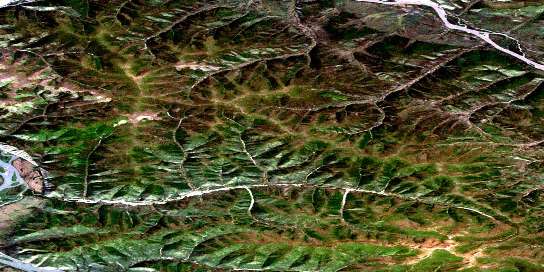 Thistle Creek Satellite Map 115O03 at 1:50,000 scale - National Topographic System of Canada (NTS) - Orthophoto