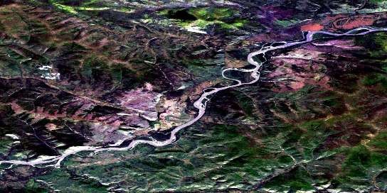 Rosebud Creek Satellite Map 115O08 at 1:50,000 scale - National Topographic System of Canada (NTS) - Orthophoto