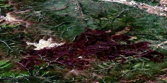 Reindeer Mountain Satellite Map 115O11 at 1:50,000 scale - National Topographic System of Canada (NTS) - Orthophoto