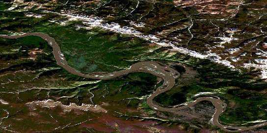 Mount Gladman Satellite Map 116C10 at 1:50,000 scale - National Topographic System of Canada (NTS) - Orthophoto