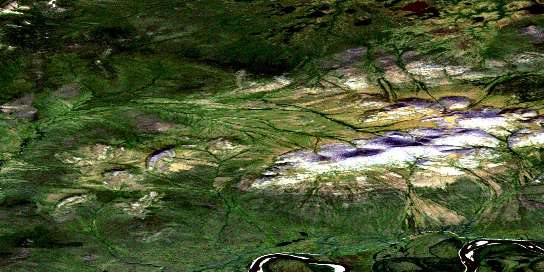 Old Crow Range Satellite Map 116N09 at 1:50,000 scale - National Topographic System of Canada (NTS) - Orthophoto