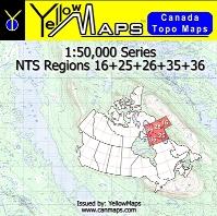 NTS Regions 16+25+26+35+36 - 1:50,000 Series - YellowMaps Canada Topo Maps