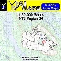 NTS Region 34 - 1:50,000 Series - YellowMaps Canada Topo Maps
