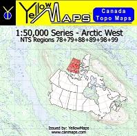 Arctic West: NTS Regions 78+79+88+89+98+99 - 1:50,000 Series - YellowMaps Canada Topo Maps