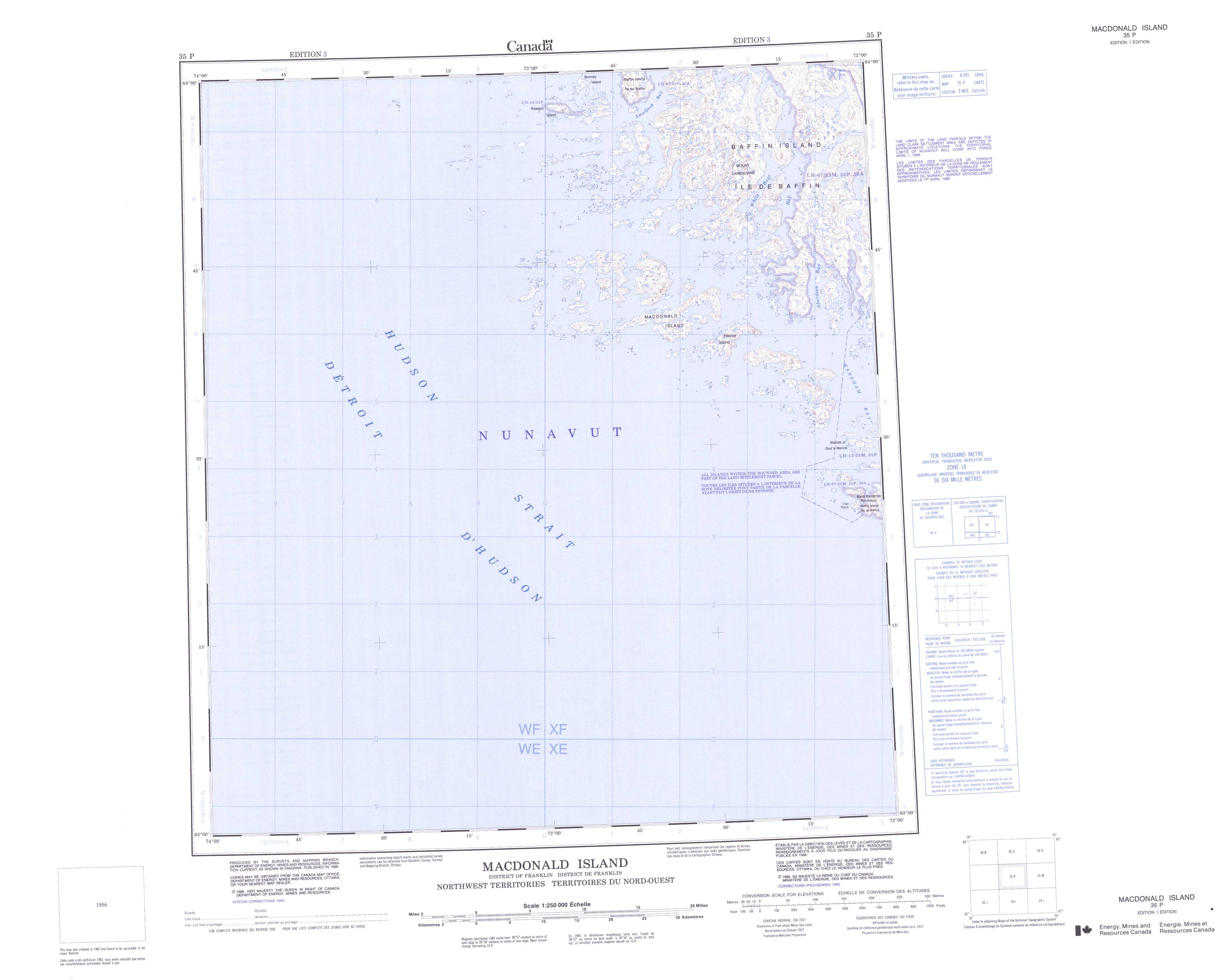 Printable Topographic Map of Macdonald Island 035P, NU