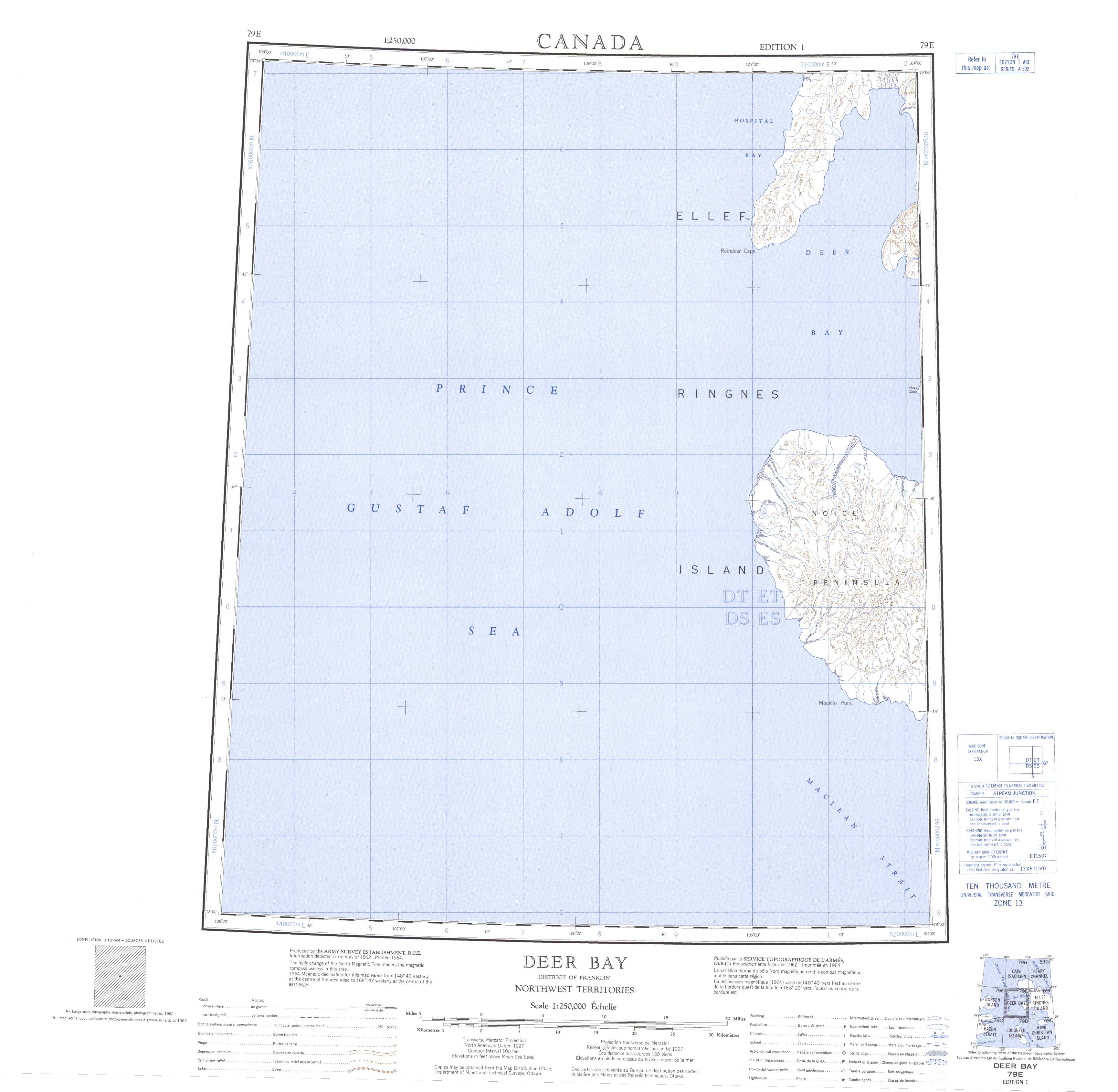 Printable Topographic Map of Deer Bay 079E, NU