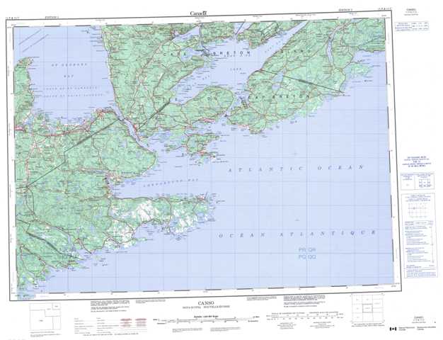 Purchase Canso Topographic Map 011F at 1:250,000 scale