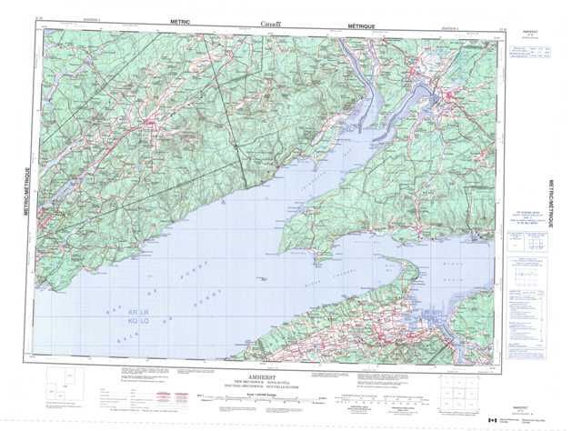 Purchase Amherst Topographic Map 021H at 1:250,000 scale