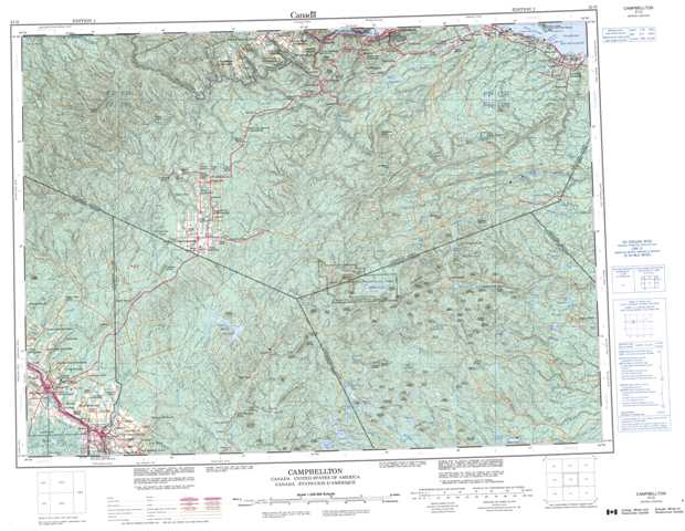 Purchase Campbellton Topographic Map 021O at 1:250,000 scale