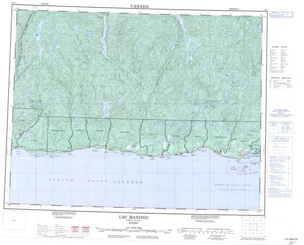 Purchase Lac Manitou Topographic Map 022I at 1:250,000 scale