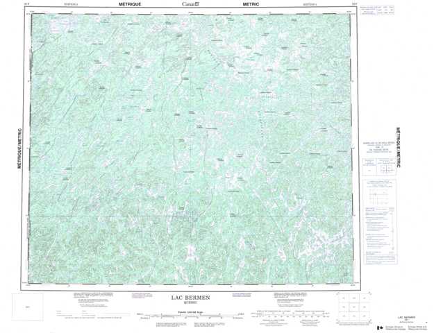 Purchase Lac Bermen Topographic Map 023F at 1:250,000 scale