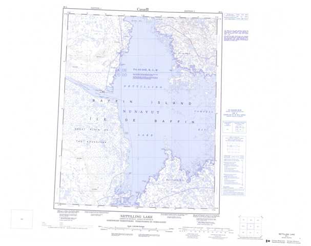 Purchase Nettilling Lake Topographic Map 026L at 1:250,000 scale