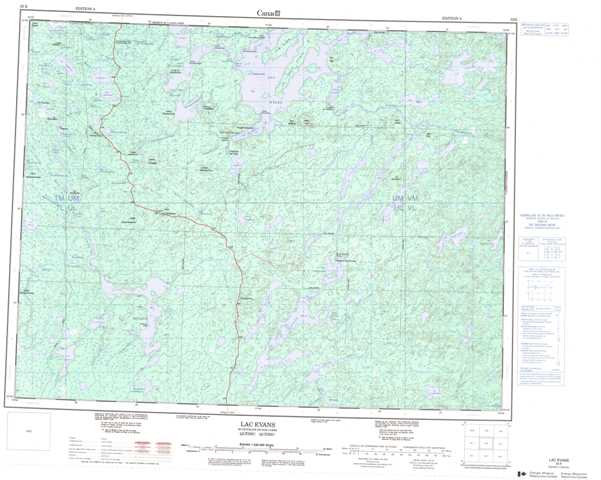 Purchase Lac Evans Topographic Map 032K at 1:250,000 scale