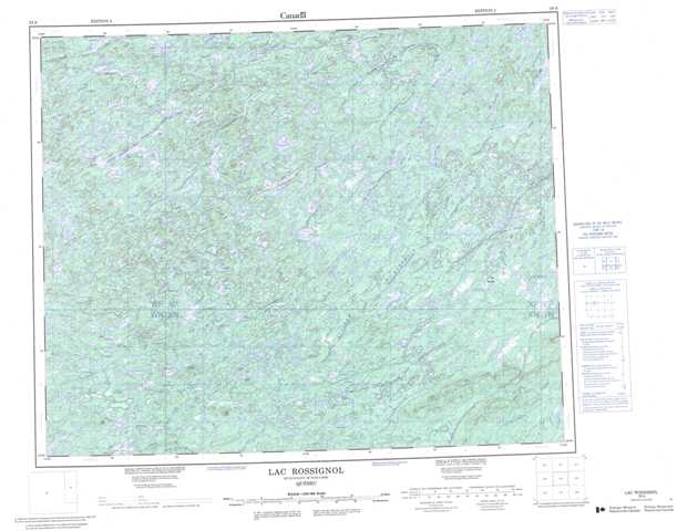 Purchase Lac Rossignol Topographic Map 033A at 1:250,000 scale
