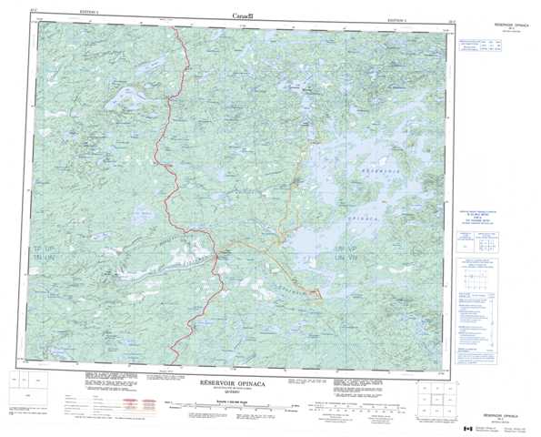 Purchase Reservoir Opinaca Topographic Map 033C at 1:250,000 scale