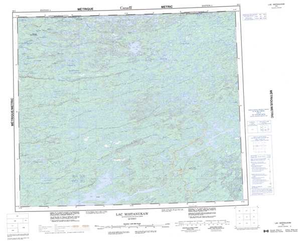 Purchase Lac Mistanukaw Topographic Map 033I at 1:250,000 scale