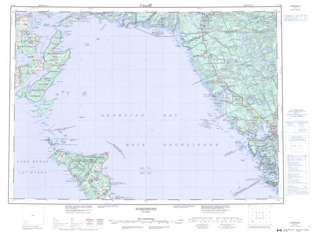 Purchase Tobermory Topographic Map 041H at 1:250,000 scale