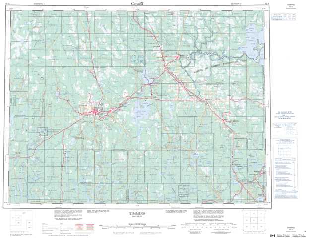 Purchase Timmins Topographic Map 042A at 1:250,000 scale