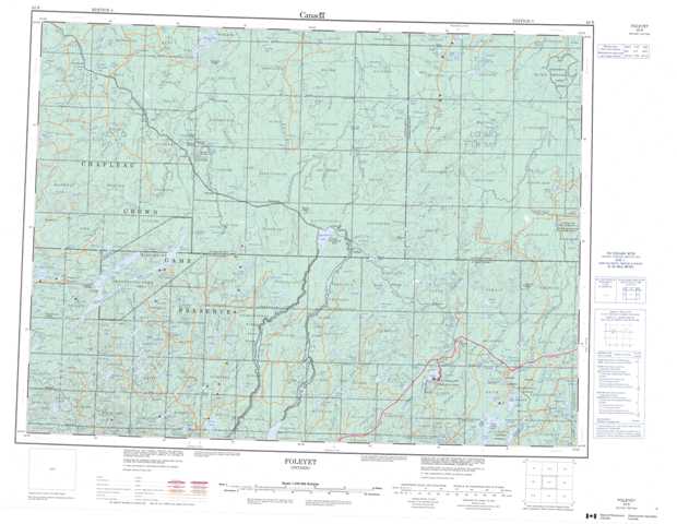 Purchase Foleyet Topographic Map 042B at 1:250,000 scale