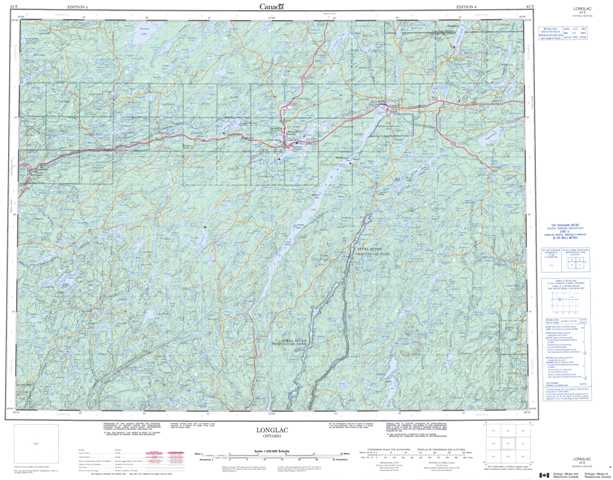 Purchase Longlac Topographic Map 042E at 1:250,000 scale