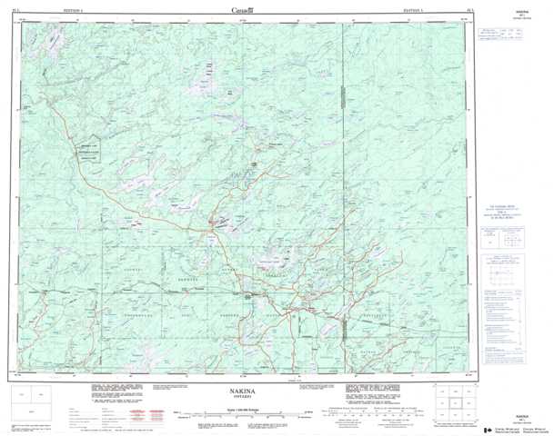 Purchase Nakina Topographic Map 042L at 1:250,000 scale