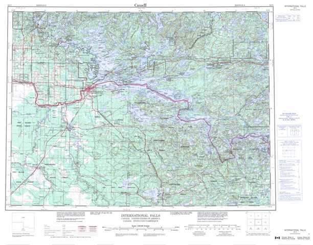 Purchase International Falls Topographic Map 052C at 1:250,000 scale