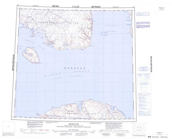 Purchase Resolute Topographic Map 058F at 1:250,000 scale