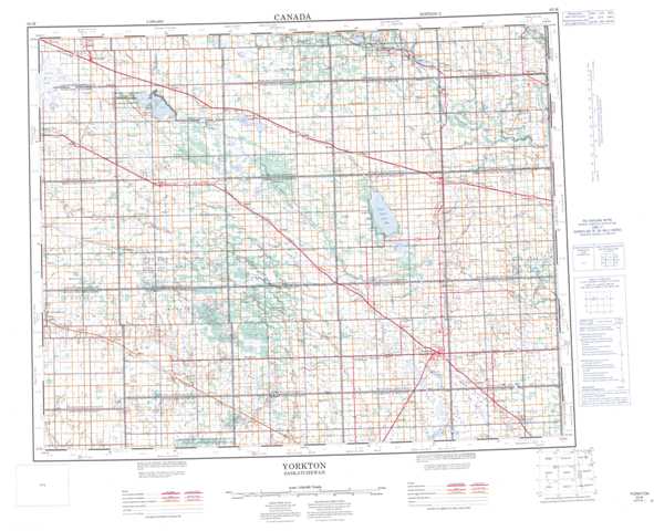 Purchase Yorkton Topographic Map 062M at 1:250,000 scale