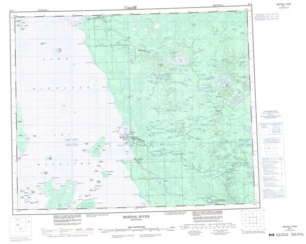 Printable Topographic Map of Berens River 063A, MB