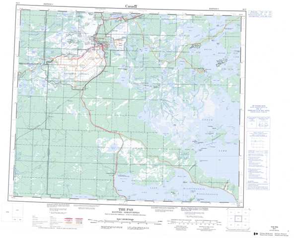 Purchase The Pas Topographic Map 063F at 1:250,000 scale