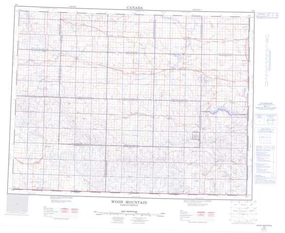 Purchase Wood Mountain Topographic Map 072G at 1:250,000 scale