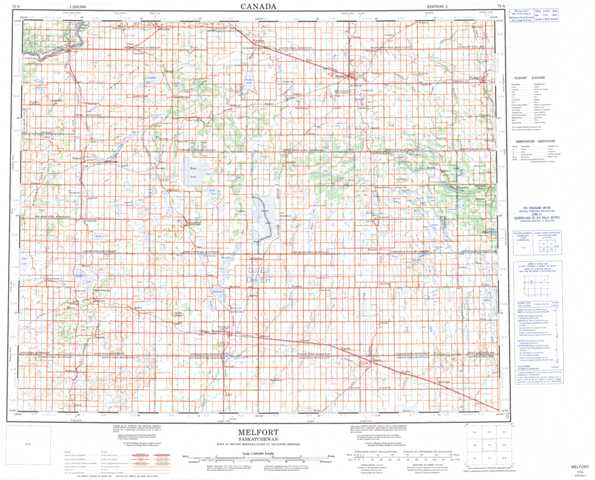 Purchase Melfort Topographic Map 073A at 1:250,000 scale