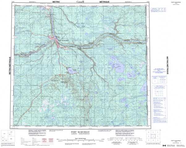Purchase Fort Mcmurray Topographic Map 074D at 1:250,000 scale